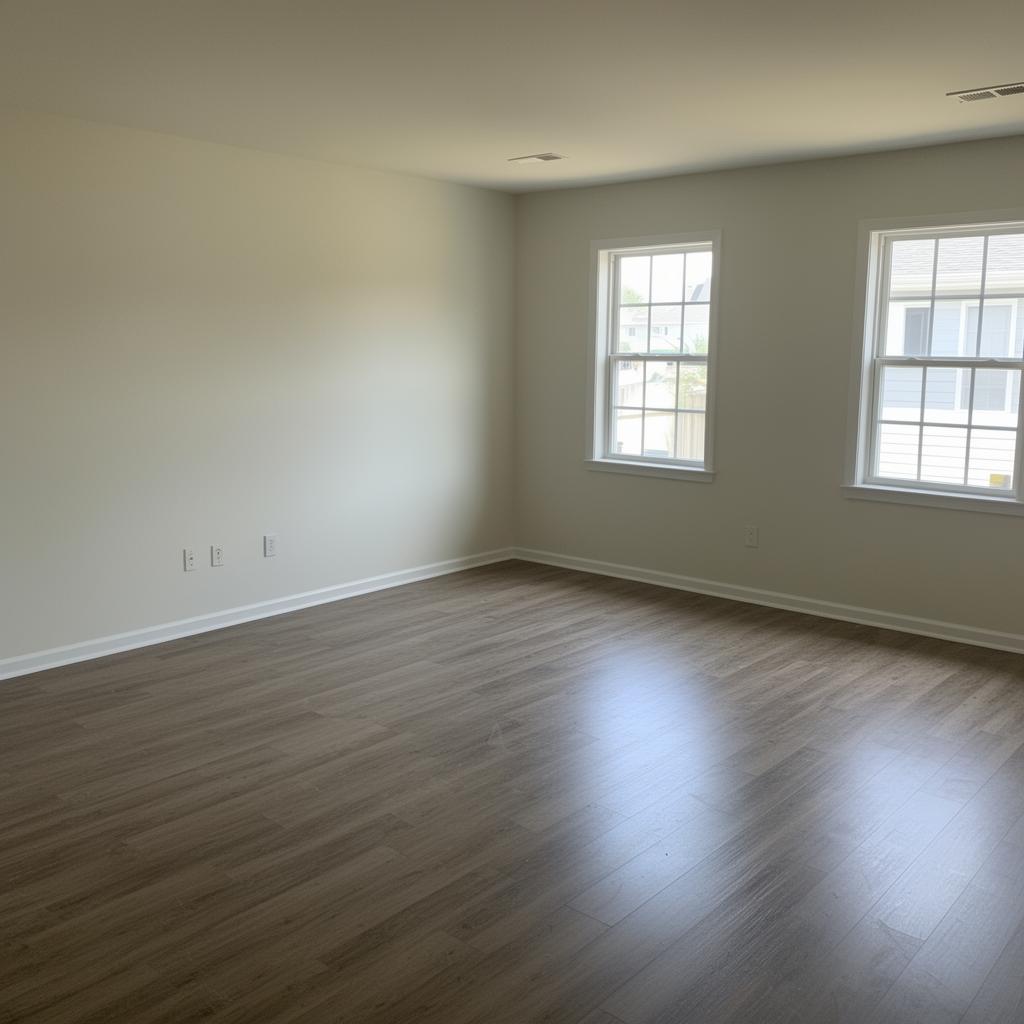 Empty apartment with clean swept floors after a moveout cleanout
